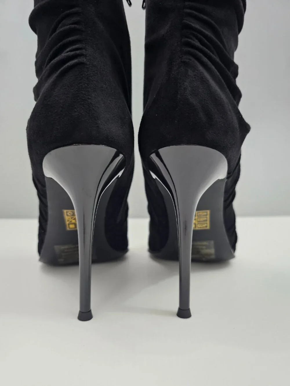 Jeffrey Campbell Lets Go Ankle Boot 9 Black Ruched Pointed Toe Stiletto Heel NEW